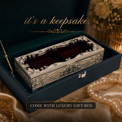 Diviniti German Silver Decorative 2-in-1 Box | Premium Wedding, Festive & Corporate Gift Box – White Finish