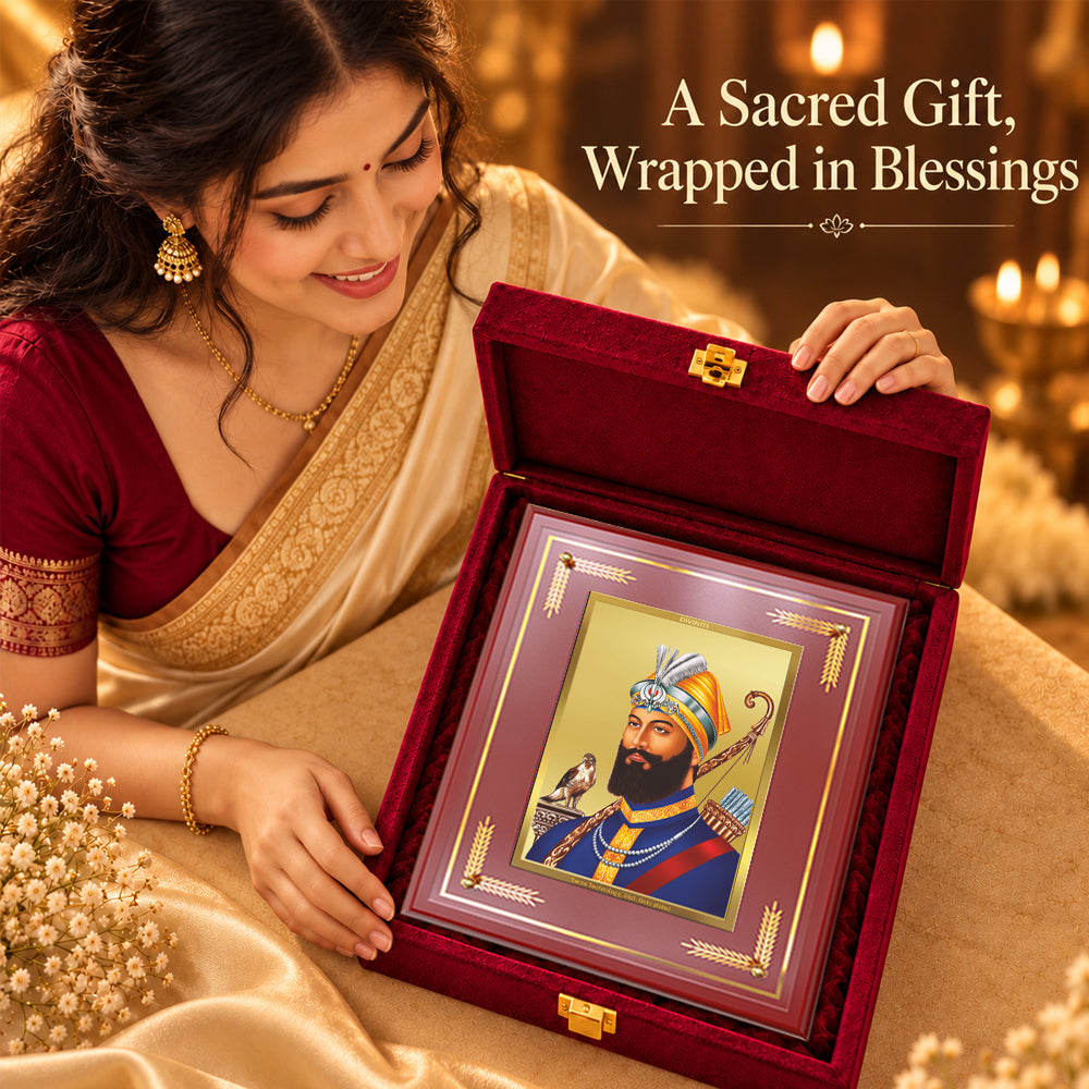 24K Gold-Plated Guru Gobind Singh MDF Frame | Premium Gift Box | 27x35 CM