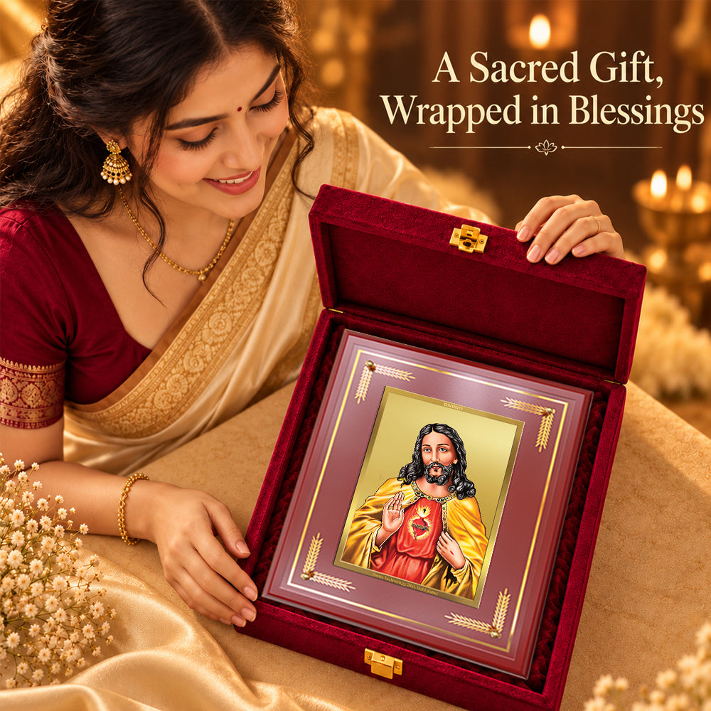 24K Gold-Plated Jesus Christ MDF Frame | Premium Gift Box | 27x35 CM