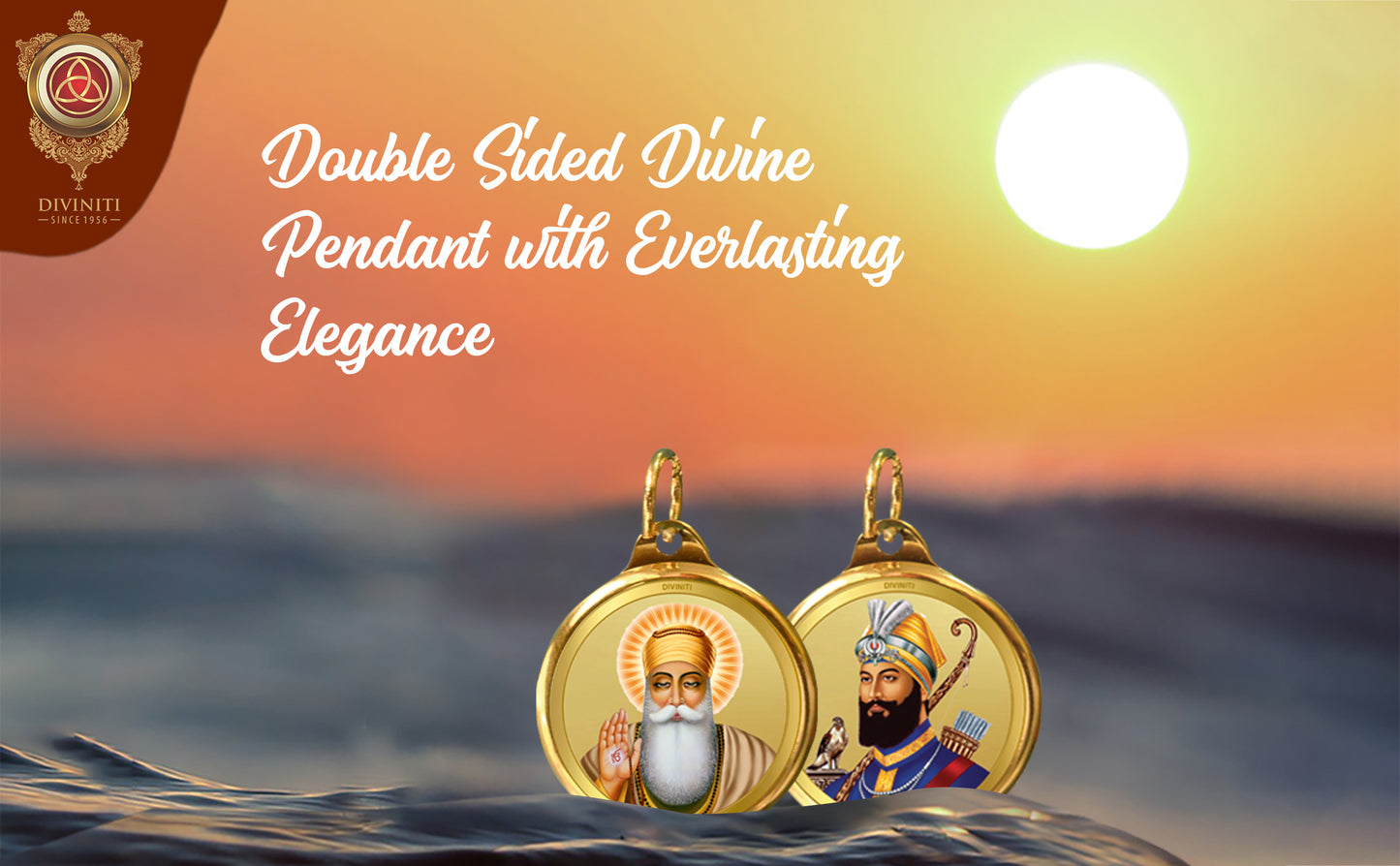 Diviniti 24K Double sided Gold Plated Pendant Guru Nanak Dev Ji & Guru Gobind Singh Ji|18 MM Flip Coin