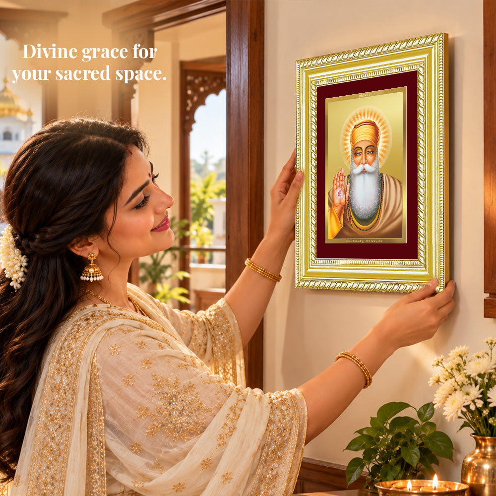24K Gold-Plated Guru Nanak Frame | Premium Gift Box | 17.5x21.5 CM