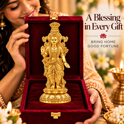 24K Gold-Plated Radha Rani Idol | Premium Gift Box | 36x9 CM
