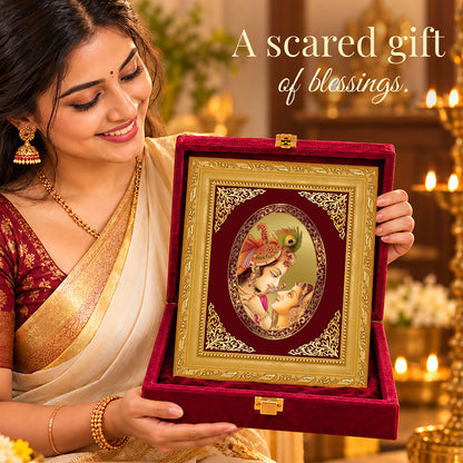 24K Gold-Plated Radha Krishna Frame | Premium Gift Box | 21.5x17.5 CM