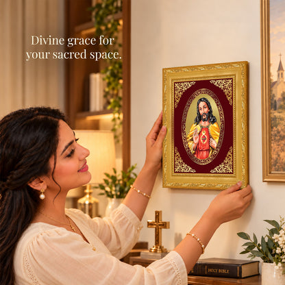24K Gold-Plated Jesus Christ Frame | Premium Gift Box | 17.5x21.5 CM