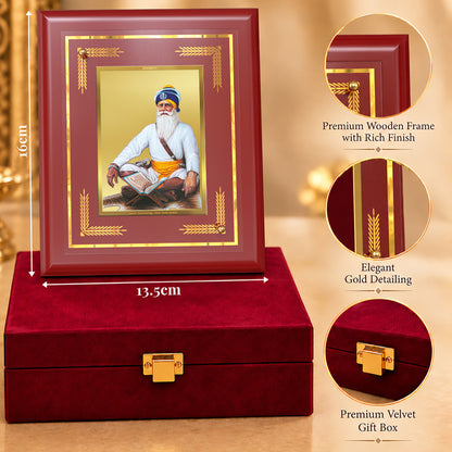 24K Gold-Plated Baba Deep Singh Ji MDF Frame | Premium Gift Box | 16 X 13.5 CM