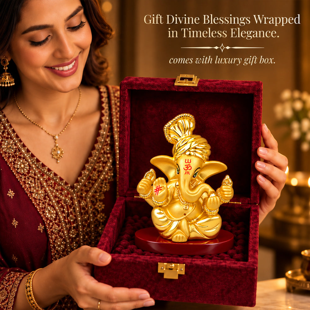 DIVINITI 999 Silver-Plated Lord Ganesha Idol | Car & Home Décor | Gift Box | 7x7 CM