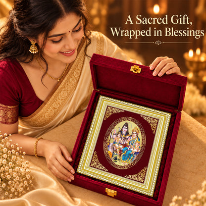 24K Gold-Plated Shiva Parivaar Frame | Premium Gift Box | 35x27 CM