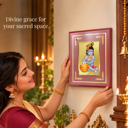24K Gold-Plated Krishna Bal Gopal MDF Frame | Premium Gift Box | 26x20 CM