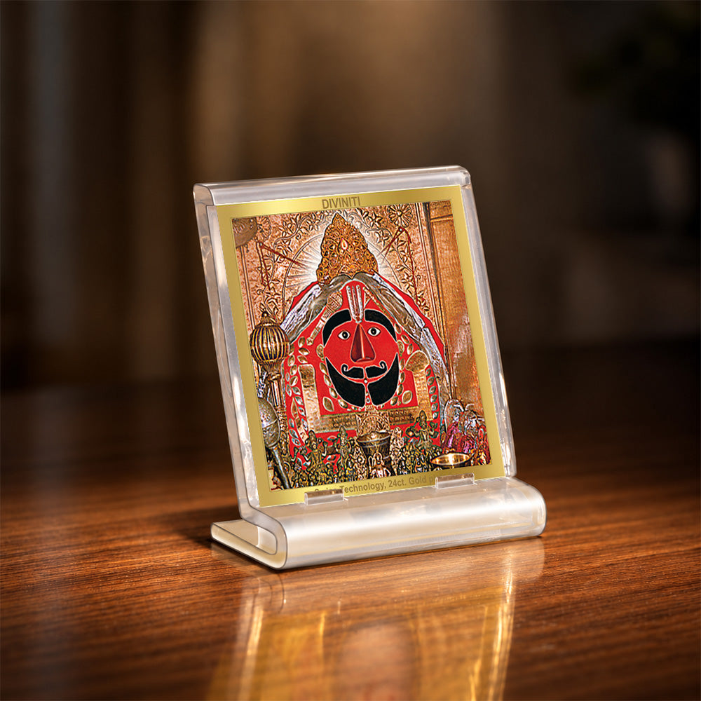 24K Gold-Plated Salasar Balaji Acrylic Car Dashboard Frame | 6x5 CM