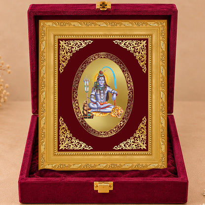 24K Gold-Plated Lord Shiva Frame | Premium Gift Box | 16x13.5 CM