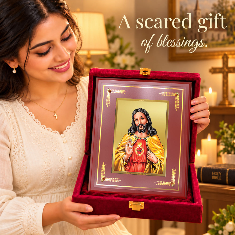 24K Gold-Plated Jesus Christ MDF Frame | Premium Gift Box | 17.5x21.5 CM