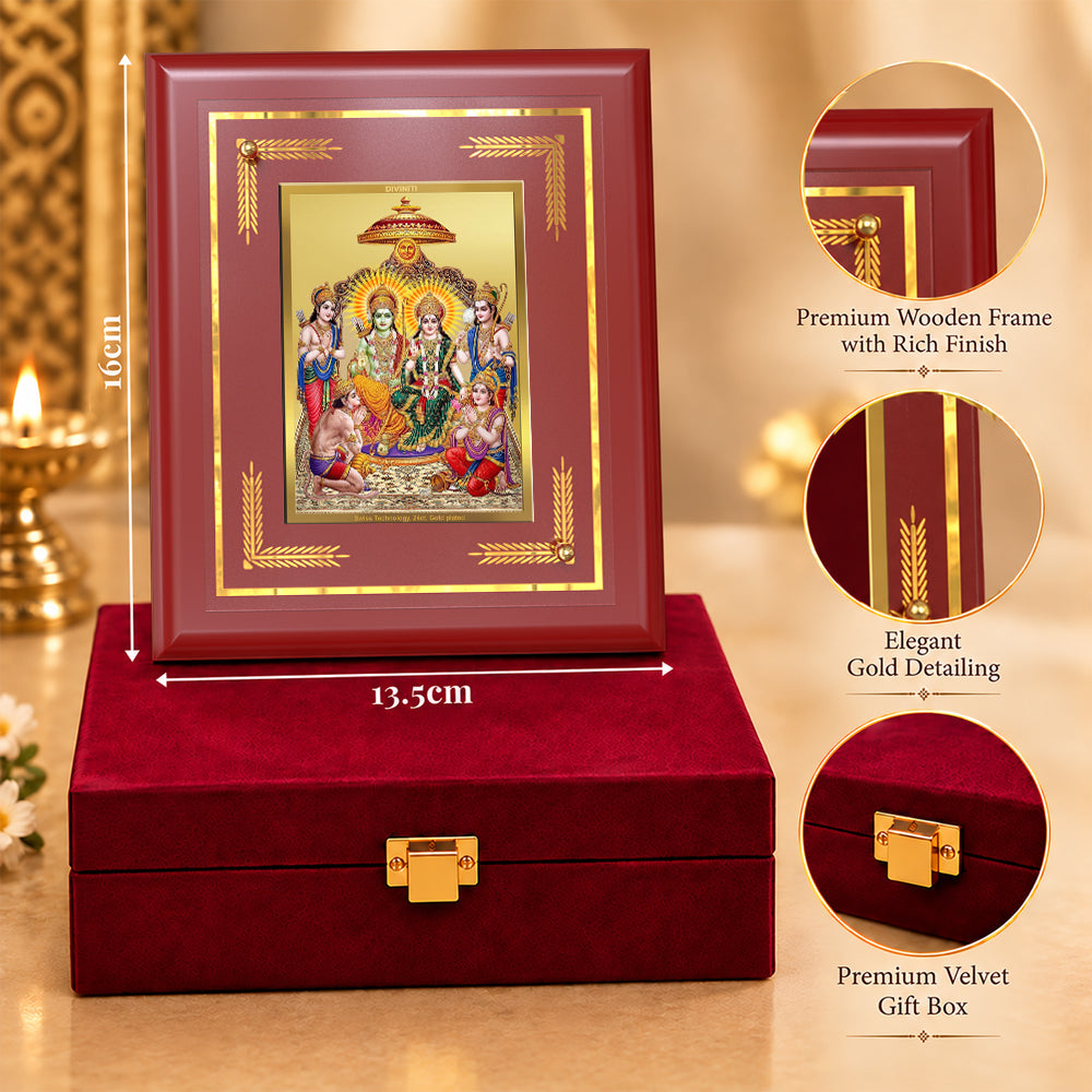 24K Gold-Plated Ram Darbar MDF Frame | Premium Gift Box | 13.5x16 CM