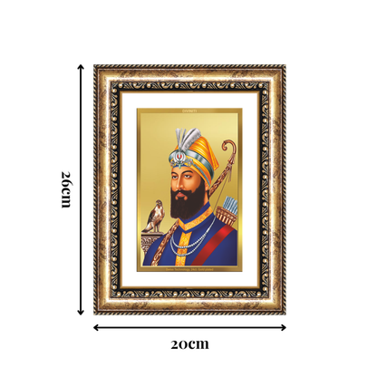 Diviniti 24K Gold Plated Guru Gobind Singh Ji (Classic) Sacred Sikh Wall Frame for Home Decor & Office Ambiance | Premium Spiritual Gift