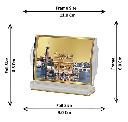 DIVINITI 24K Gold Plated Sachkhand Shri Darbar Sahib (Golden Temple) Photo Frame For Car Dashboard, Home Decor, Festive Gift (11 X 6.8 CM)