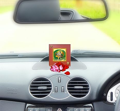 Diviniti 24K Gold Plated Foil Krishna Frame For Car Dashboard, Home Decor, Table Top, Puja (5.5 x 6.5 CM)