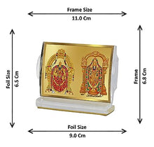 Load image into Gallery viewer, Diviniti 24K Gold Plated Padmavathi Balaji Frame For Car Dashboard, Home Decor, Puja (11 x 6.8 CM)
