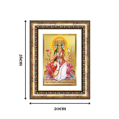 Diviniti 24K Gold Plated Gayatri Maa (Classic) Divine Wall Frame for Home Mandir & Office Decor | Luxury Spiritual Gift