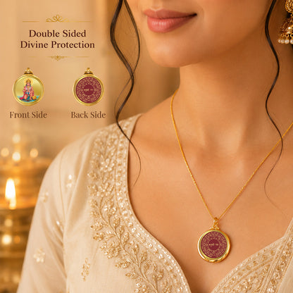 Diviniti 24K Gold Plated Hanuman & Yantra 18MM Double Sided Pendant For Men, Women & Kids