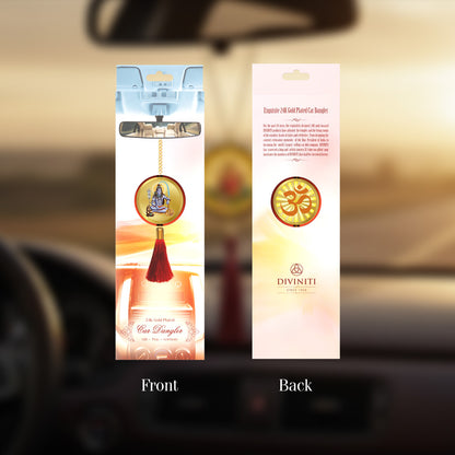 Diviniti 24K Gold Plated Double-Sided Shiva & Om Car Dangler (5.5 cm) | Divine Hanging Car Decor for Protection, Positive Energy & Spiritual Blessings