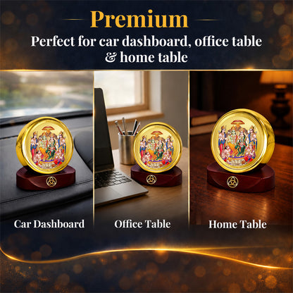 24K Gold-Plated Ram Darbar Car Dashboard Frame | 5x5 CM