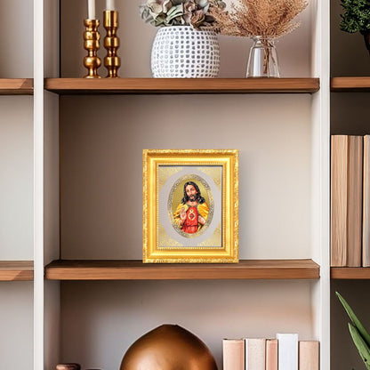 Jesus Christ Divine Christian Sacred Faith & Redemption Royal Tabletop Frame in 24K Gold Plated Foil