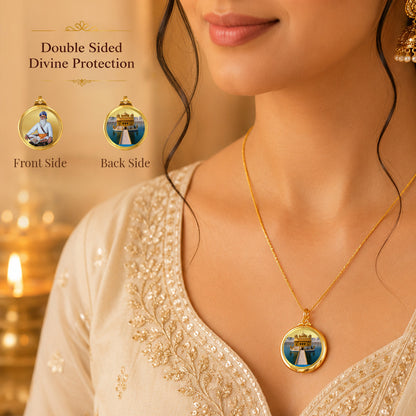 Diviniti 24K Double sided Gold Plated Pendant Baba Deep Singh & Shri Darbar Sahib (Golden Temple)|22MM Flip Coin