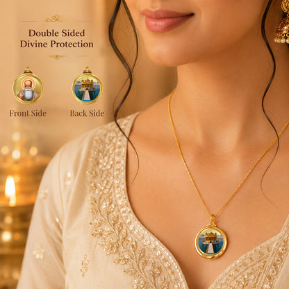 Diviniti 24K Gold Plated Foil Double Sided 22MM Pendant Guru Nanak Dev Ji & Sachkhand Shri Darbar Sahib (Golden Temple)