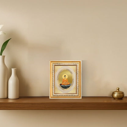 Lord Buddha Divine Peace & Mindfulness Sacred Royal Tabletop Frame in 24K Gold Plated Foil