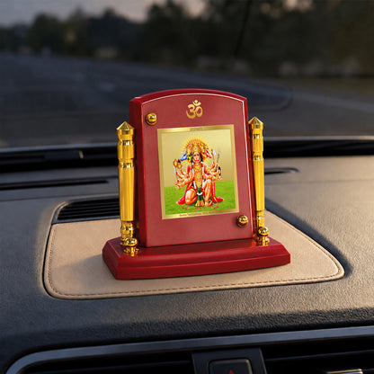 24K Gold-Plated Panchmukhi Hanuman MDF Car Dashboard Frame | 7.5x9 CM