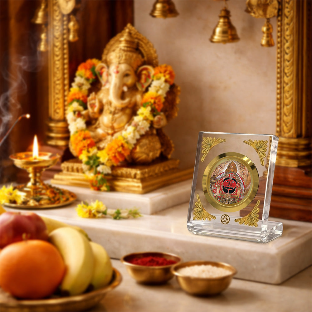 24K Gold Plated Salasar Balaji Acrylic Car Dashboard Frame | 8x7 CM