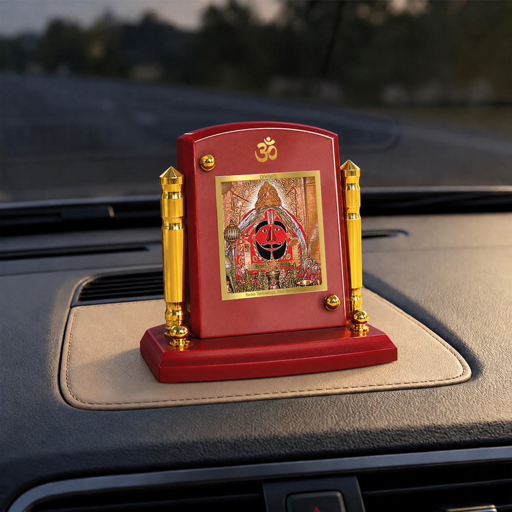 24K Gold-Plated Salasar Balaji MDF Car Dashboard Frame | 7.5x9 CM