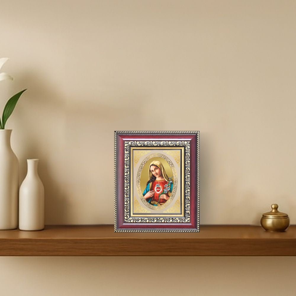 Mother Mary Divine Christian Sacred Love & Protection Royal Tabletop Frame in 24K Gold Plated Foil