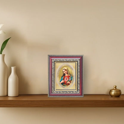 Mother Mary Divine Christian Sacred Love & Protection Royal Tabletop Frame in 24K Gold Plated Foil