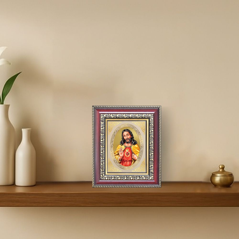 Jesus Christ Divine Christian Sacred Faith & Redemption Royal Tabletop Frame in 24K Gold Plated Foil