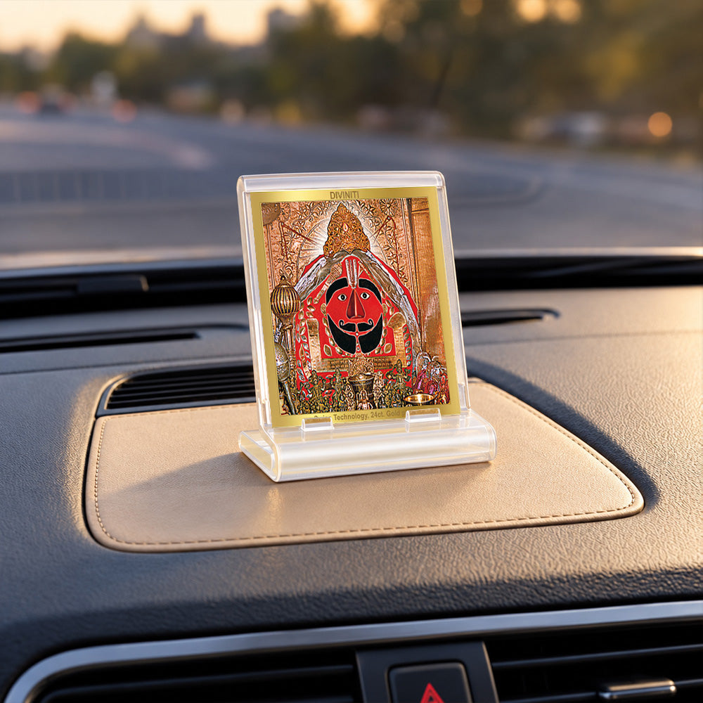 24K Gold-Plated Salasar Balaji Acrylic Car Dashboard Frame | 6x5 CM