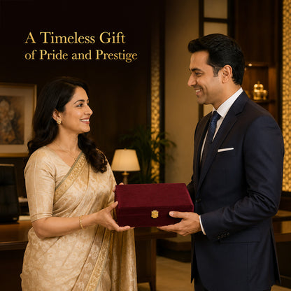 24K Gold-Plated Ashoka Stambh Pen Stand | Premium Gift Box | 12x15 CM