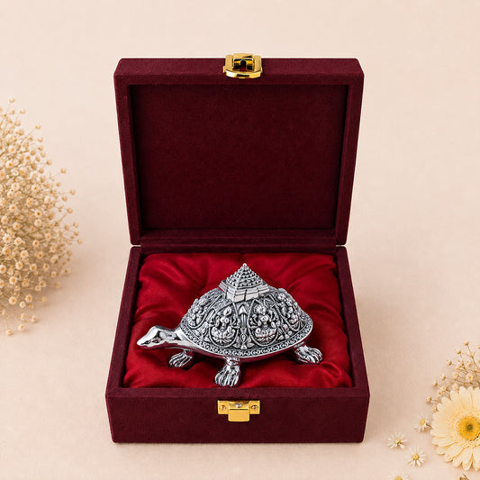 Diviniti 999 Silver Plated Ashta Lakshmi Vastu Tortoise with Sri Yantra & Premium Gift Box