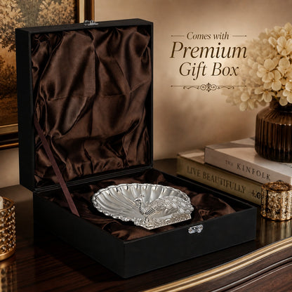 Diviniti Silver Peacock German Silver Dry Fruit Bowl with Gift Box