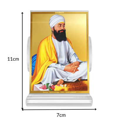 Guru Tegh Bahadar Ji | Ninth Sikh Guru and Dharam-Di-Chadar Spiritual Car Dashboard frame in 24K Gold Plated Foil