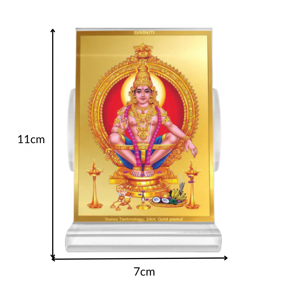 Lord Ayyappan | Hariharan For Car Dashboard Frame in 24K Gold Plated Foil