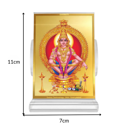 Lord Ayyappan | Hariharan For Car Dashboard Frame in 24K Gold Plated Foil