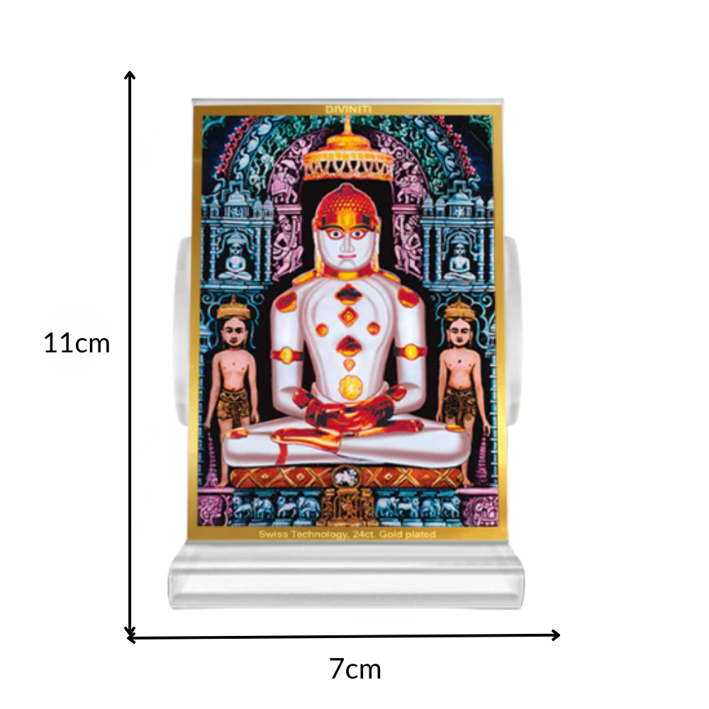 Adinath | Adishwara Tirthankara Rishabhanatha For Car Dashboard Frame in 24K Gold Plated Foil