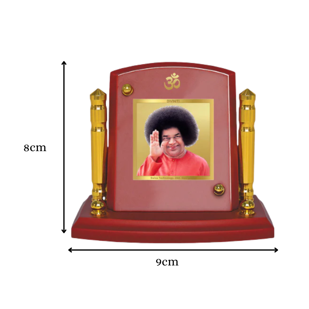 Satya Sai Baba | Divine Teacher & Healer Car Dashboard Frame in 24K Gold Plated Foil