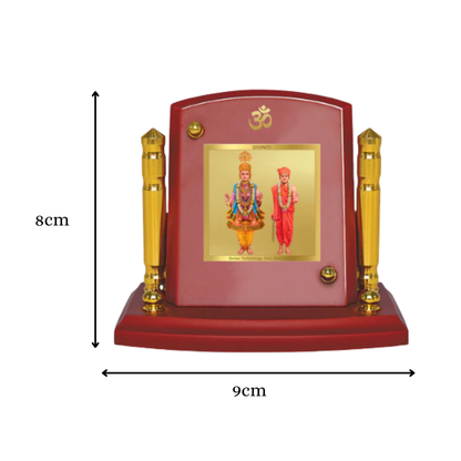 Swaminarayan | Divine Spiritual Leader & Protector Car Dashboard Frame in 24K Gold Plated Foil