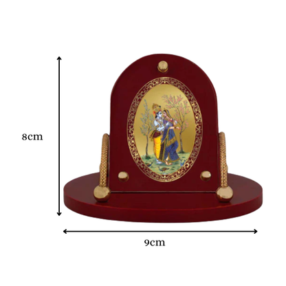 Radha Krishna | Divine Lord Radha and Krishna Car Dashboard & Tabletop Photo Frame in 24K Gold Plated Foil