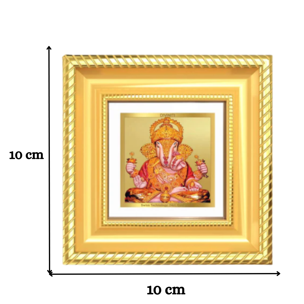 Dagdu Ganesh | Shri Dagdusheth Halwai Ganpati Tabletop Frame in 24K Gold Plated Foil