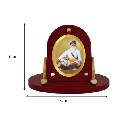 Diviniti 24K Gold Plated Baba Deep Singh Ji Frame for Car Dashboard, Home Decor, Table & Office (8 CM x 9 CM)