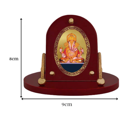 Dagdu Ganesh | Divine Ganesha Car Dashboard & Tabletop Photo Frame in 24K Gold Plated Foil