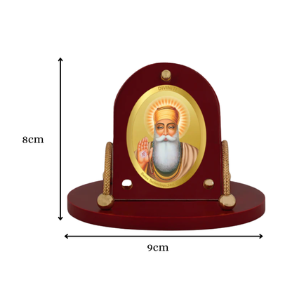 Diviniti 24K Gold Plated Foil Guru Nanak Dev Ji Frame for Car Dashboard, Home Decor, Table & Office (8 CM x 9 CM)
