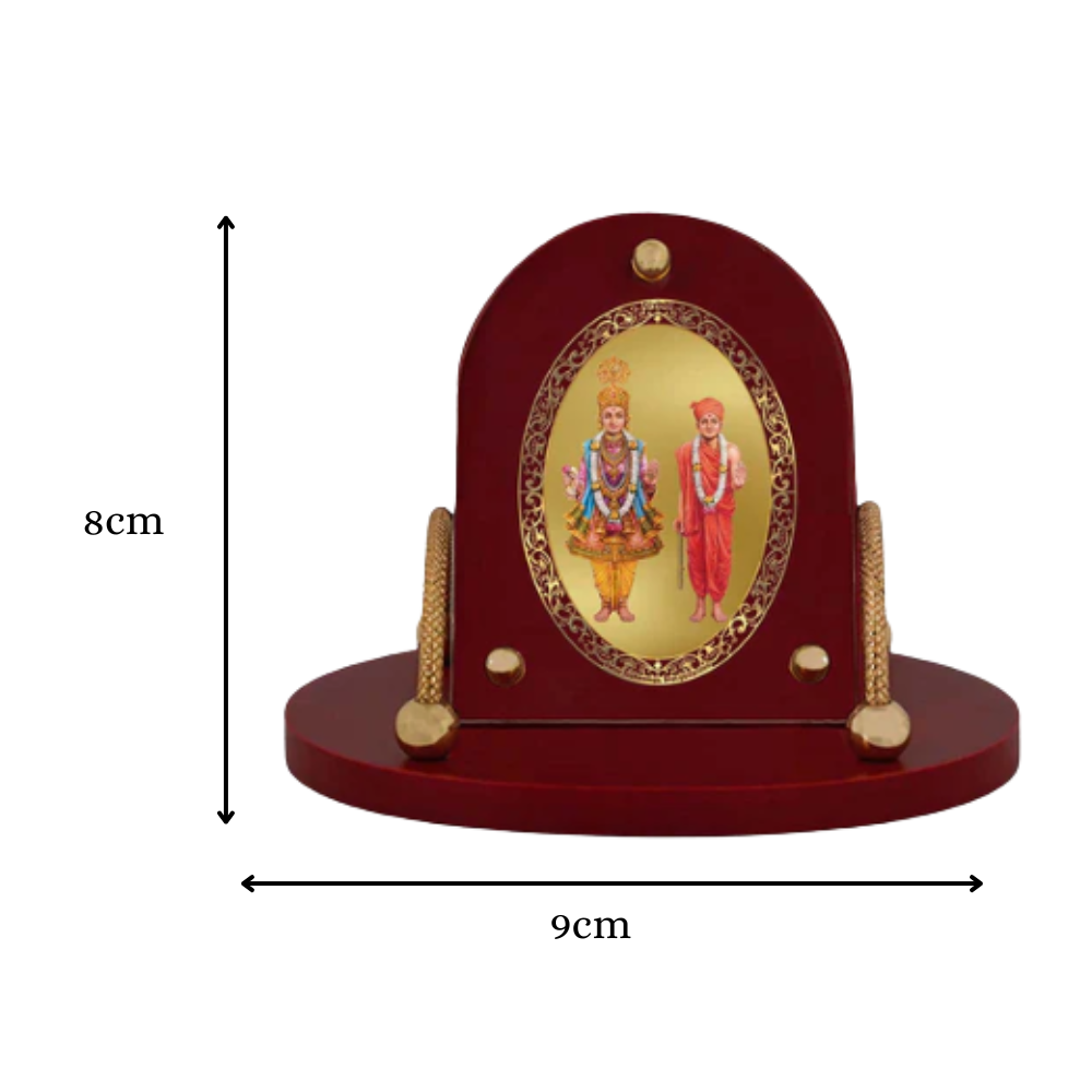 Lord Swaminarayan | Spiritual Car Dashboard & Tabletop Frame in 24K Gold Plated Foil